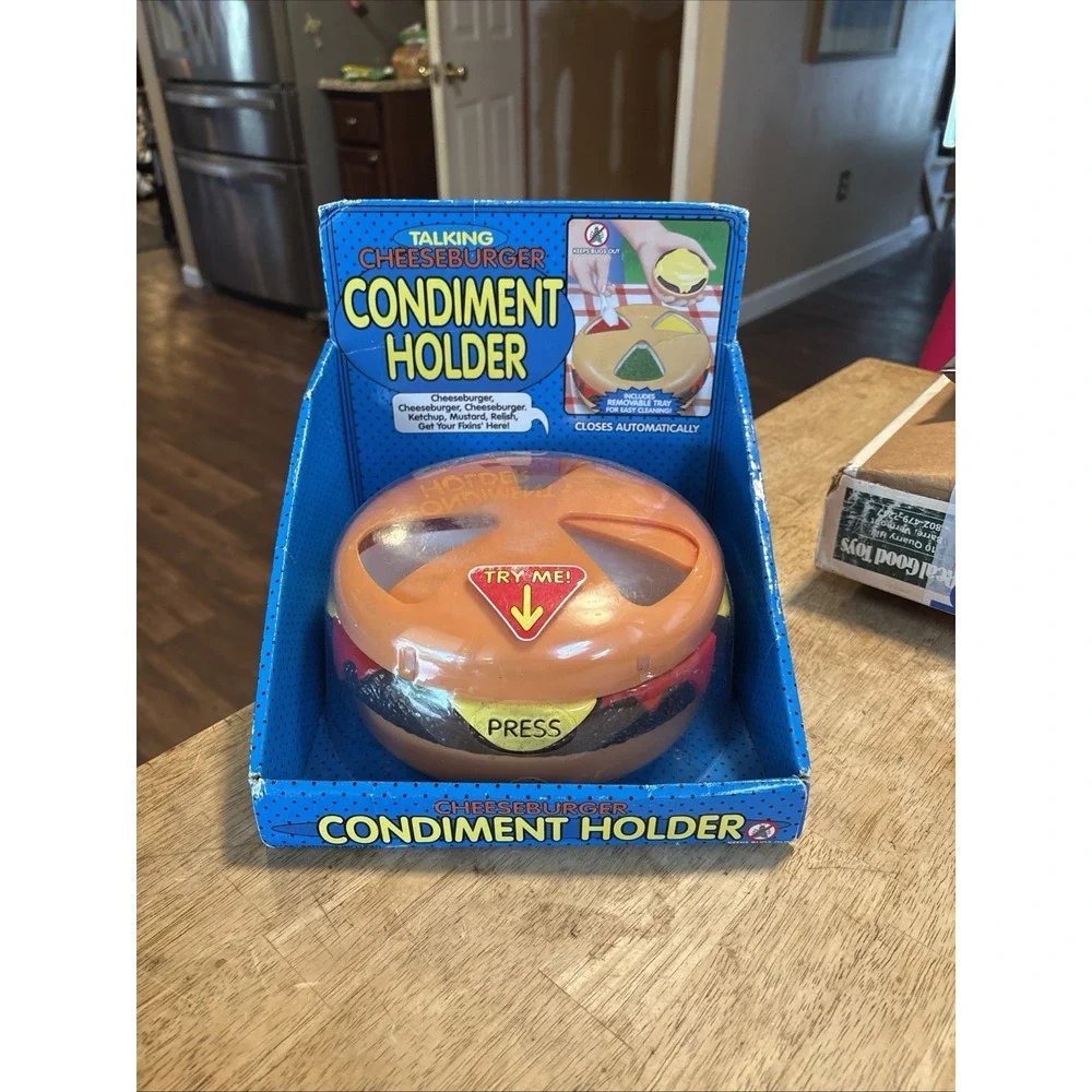 Vintage Talking Cheeseburger Condiment Holder 1999 - NIB